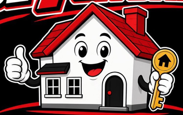 Se7en Days house mascot holding a key
